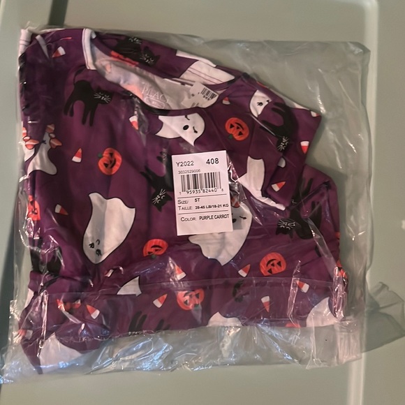 NWT 5T Children’s Place Halloween Purple Ghost Pumpkin Cat Dress in bag - Picture 2 of 4